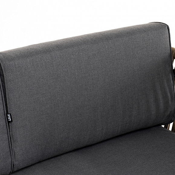 Касабланка диван 3-местный плетеный из роупа, каркас алюминий светло-серый (RAL7035) муар, роуп серо-коричневый 23мм, ткань серая 017 фото 7