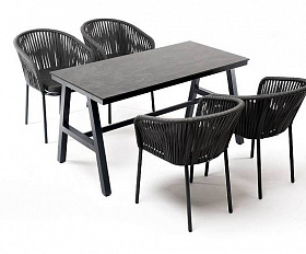 Обеденная Рио 4SIS группа на 4 персоны, стол HPL серый гранит, цвет серый