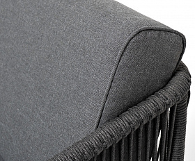 Канны диван модульный плетеный из роупа, каркас алюминий темно-серый (RAL7024), роуп темно-серый круглый, ткань темно-серая