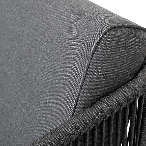 Канны диван модульный плетеный из роупа, каркас алюминий темно-серый (RAL7024), роуп темно-серый круглый, ткань темно-серая фото 6