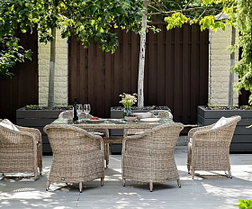 Обеденная группа Эспрессо 4SIS из искусственного ротанга, цвет бежевый