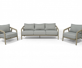 Брюссель лаунж-зона из искусственного ротанга, цвет серый, каркас под дерево (холодно-бежевый)