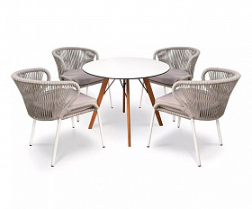 Обеденная группа Фоджа 4SIS из роупа (веревки), цвет бежевый