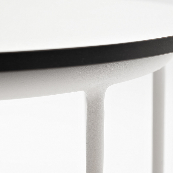 Эквадор журнальный стол из HPL круглый Ø40 H55, каркас из стали белый, цвет столешницы молочный фото 2