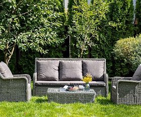 Лаунж-зона Гляссе 4SIS из искусственного ротанга (гиацинт), цвет графит