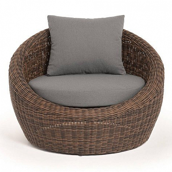 Кресло Барселона 4SIS из искусственного ротанга, цвет коричневый фото 2