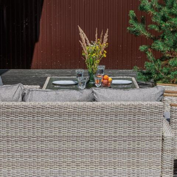 Угловой комплект Zorro Wood Double Royal Family из искусственного ротанга, цвет бежевый фото 5