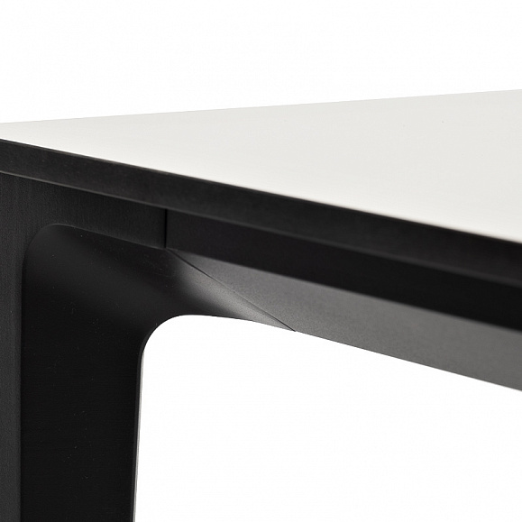 Малага обеденный стол из HPL 160х80см, цвет молочный, каркас черный фото 4