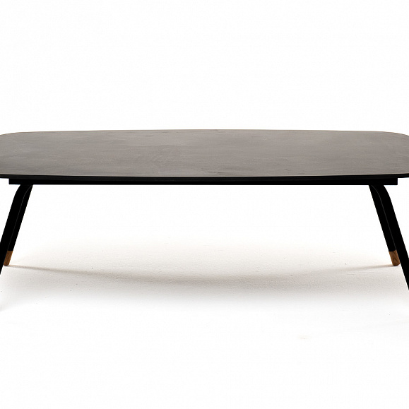 Верона журнальный стол из HPL 120х65, H40, каркас черный муар, цвет столешницы серый гранит фото 2