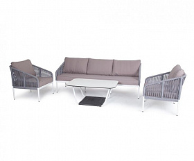 Плетеная лаунж-зона Канны 4SIS из роупа (веревки), цвет светло-серый