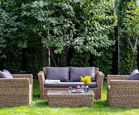 Лаунж-зона Капучино Сингл 4SIS из искусственного ротанга (гиацинт), цвет соломенный