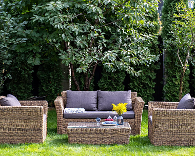 Лаунж-зона Капучино Сингл 4SIS из искусственного ротанга (гиацинт), цвет соломенный