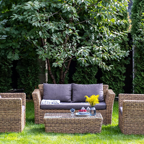 Лаунж-зона Капучино Сингл 4SIS из искусственного ротанга (гиацинт), цвет соломенный фото 2