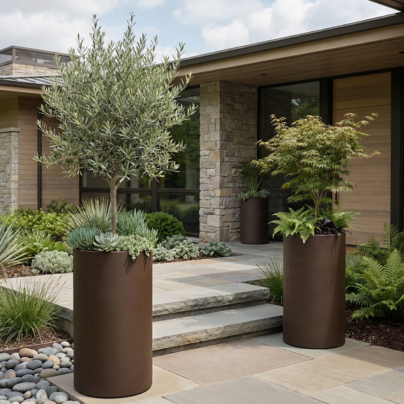 Кашпо Concretika Тюб Макси D40H60 Дарк браун 8028 фото 1