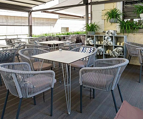 Плетеный стул Марсель 4SIS из роупа (веревки), цвет светло-серый, каркас темно-серый