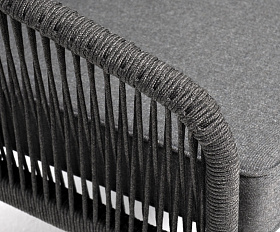 Канны диван модульный плетеный из роупа, каркас алюминий темно-серый (RAL7024), роуп темно-серый круглый, ткань темно-серая