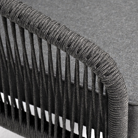 Канны диван модульный плетеный из роупа, каркас алюминий темно-серый (RAL7024), роуп темно-серый круглый, ткань темно-серая фото 4