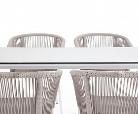 Обеденная группа Малага 4SIS на 4 персоны со стульями "Марсель", каркас белый, роуп бежевый