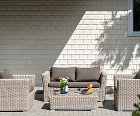 Капучино Сингл лаунж-зона из искусственного ротанга, цвет бежевый