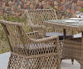 Плетеная обеденная группа Айриш 4SIS из искусственного ротанга, цвет соломенный