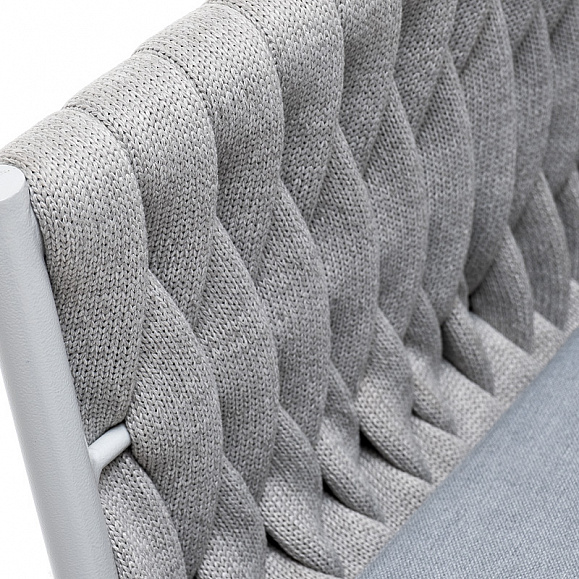 Монако стул плетеный из роупа, каркас алюминий светло-серый (RAL7035) муар, роуп светло-серый 40 мм, ткань светло-серая фото 4
