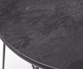 Эквадор журнальный стол из HPL круглый Ø40 H55, каркас из алюминия темно-серый (RAL 7024) муар, цвет столешницы серый гранит