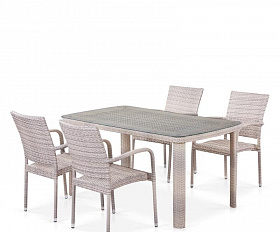 Комплект плетеной мебели T256C/Y376C-W85 Latte (4+1) + подушки на стульях