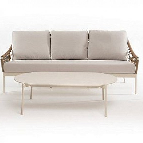 Лаунж-Зона Венеция 4SIS из искусственного ротанга, цвет соломенный фото 2