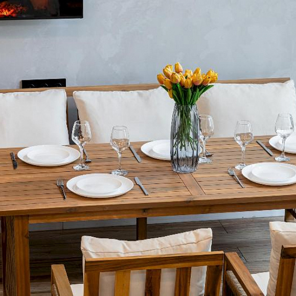 Обеденный комплект Grand Michelle с диваном Royal Family из дерева, цвет бежевый фото 2