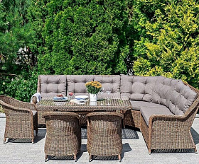 Обеденная группа Базелла 4SIS из искусственного ротанга, цвет коричневый