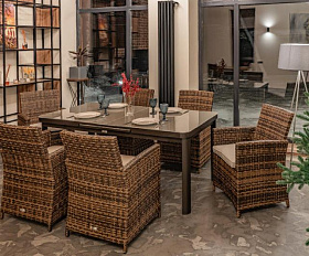 Обеденный комплект Ludwig + Fiona Royal Family из искусственного ротанга, цвет коричневый