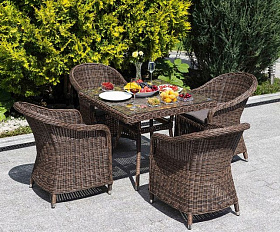 Обеденная группа Фредо 4SIS из искусственного ротанга, цвет коричневый