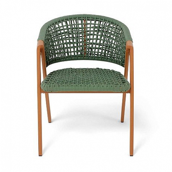 Стул Амстердам 4SIS плетеный из роупа, каркас алюминий, роуп зеленый круглый фото 2