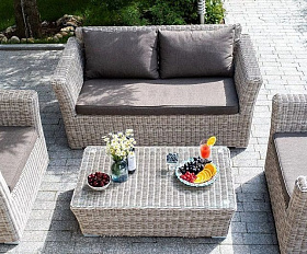 Лаунж-зона Капучино Сингл 4SIS из искусственного ротанга, цвет бежевый