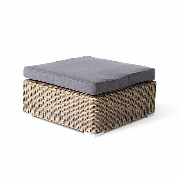 Лунго плетеная оттоманка с подушкой, цвет соломенный фото 1