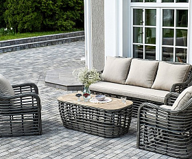 Лаунж-Зона Ницца 4SIS из искусственного ротанга, цвет серый