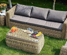 Журнальный столик Кальяри 4SIS из искусственного ротанга (гиацинт), цвет соломенный