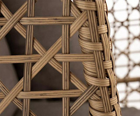 Подвесное кресло Флоренция 4SIS из искусственного ротанга, цвет соломенный с серо-коричневой подушкой