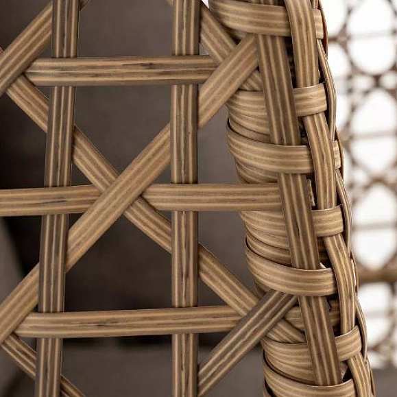 Подвесное кресло Флоренция 4SIS из искусственного ротанга, цвет соломенный с серо-коричневой подушкой фото 4