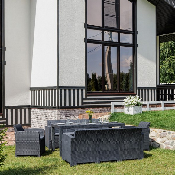 Обеденный комплект Grand Lana Dining XL Royal Family из пластика, цвет графит фото 3