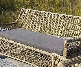 Диван двухместный Латте 4SIS из искусственного ротанга, цвет соломенный