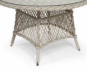 Эспрессо плетеный круглый стол, диаметр 118 см, цвет бежевый