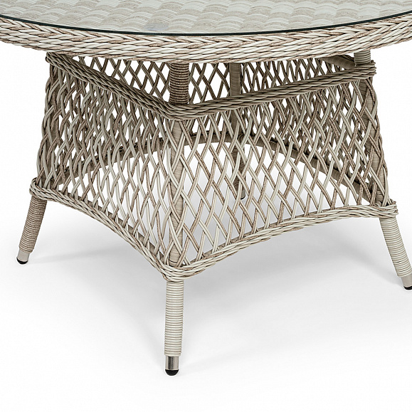 Эспрессо плетеный круглый стол, диаметр 118 см, цвет бежевый фото 3