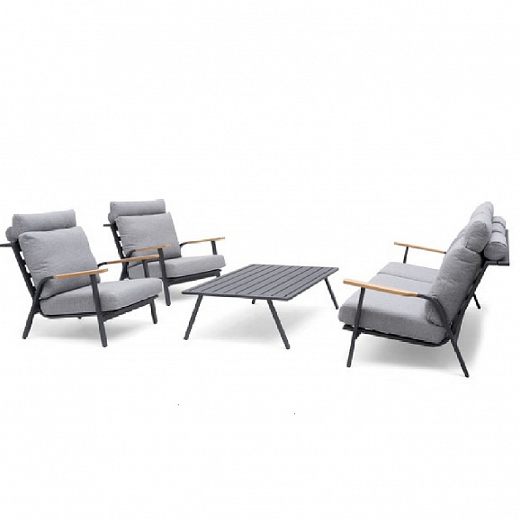 Комплект лаунж мебели Malmo Brafritid с 3-х местным диваном,антрацит/серый, алюминий фото 1