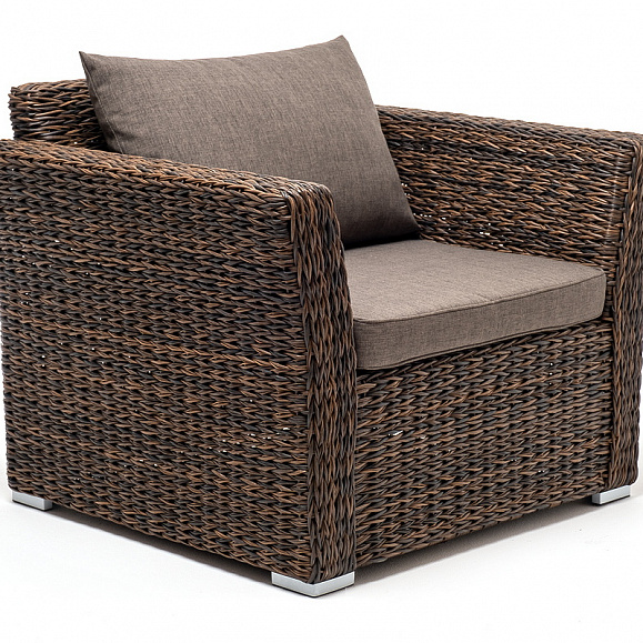 Капучино кресло из искусственного ротанга (гиацинт), цвет коричневый фото 3