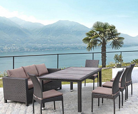 Комплект плетеной мебели T347/S65A/Y380A-W53 Brown (8+1)