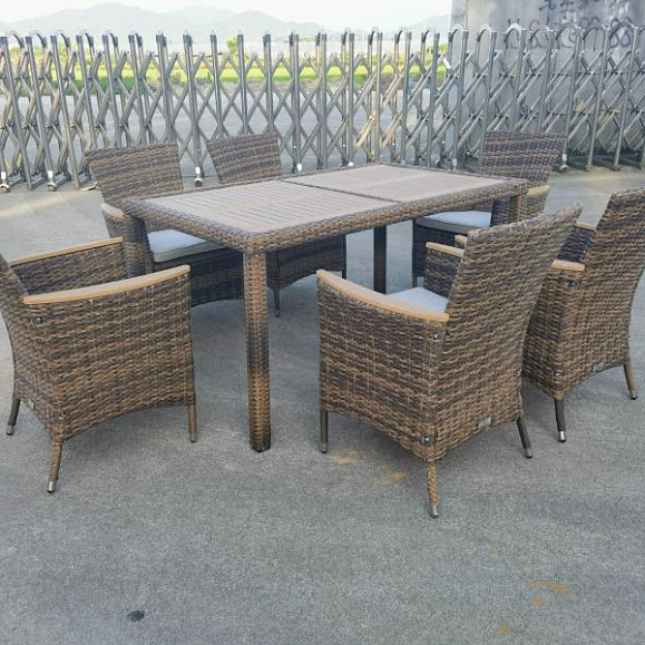 Обеденный комплект Amelia Royal Family из искусственного ротанга на 6 персон, цвет Коричневый фото 1