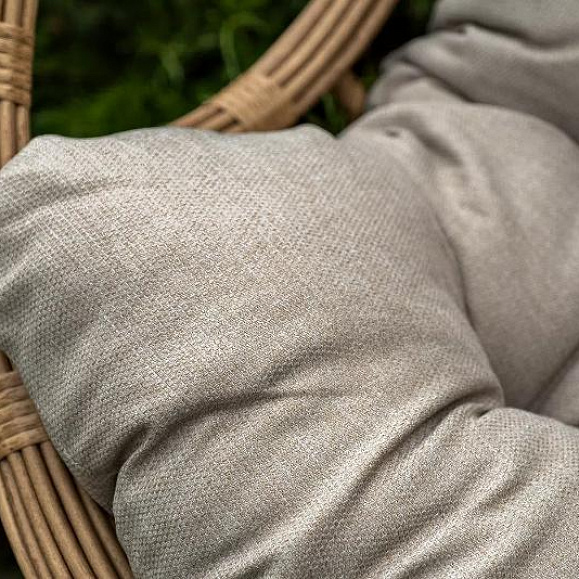 Подвесное кресло Венеция 4SIS из искусственного ротанга, цвет соломенный с бежевой подушкой фото 5