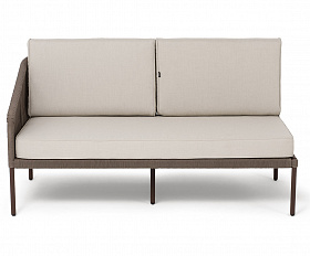 Канны правый модуль плетеный из роупа, каркас алюминий коричневый (RAL8016) муар, роуп коричневый круглый, ткань бежевая 15052