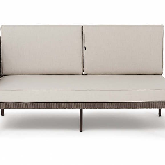 Канны правый модуль плетеный из роупа, каркас алюминий коричневый (RAL8016) муар, роуп коричневый круглый, ткань бежевая 15052 фото 2